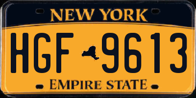 NY license plate HGF9613
