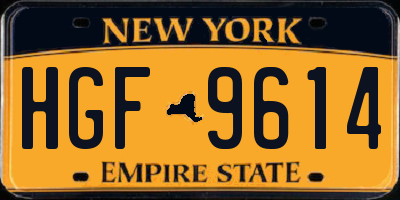NY license plate HGF9614