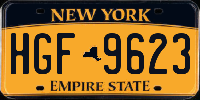 NY license plate HGF9623