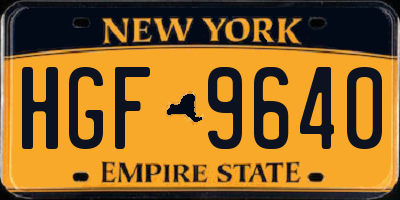 NY license plate HGF9640