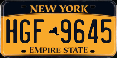 NY license plate HGF9645