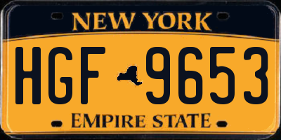 NY license plate HGF9653