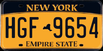 NY license plate HGF9654