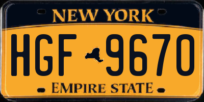 NY license plate HGF9670