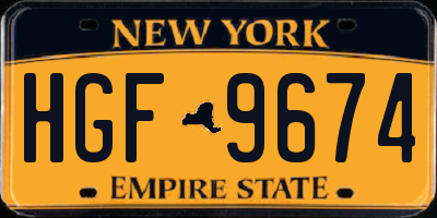 NY license plate HGF9674