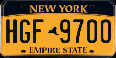 NY license plate HGF9700