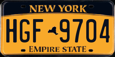 NY license plate HGF9704