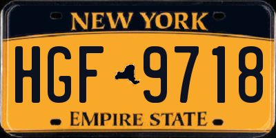 NY license plate HGF9718