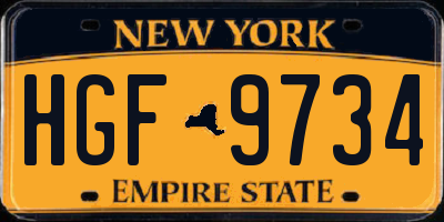 NY license plate HGF9734