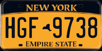 NY license plate HGF9738