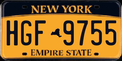 NY license plate HGF9755