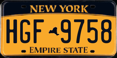 NY license plate HGF9758