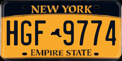 NY license plate HGF9774
