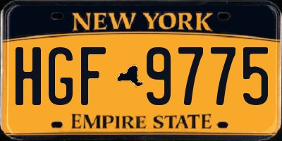 NY license plate HGF9775