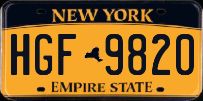 NY license plate HGF9820