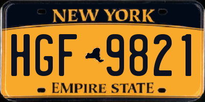 NY license plate HGF9821