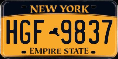 NY license plate HGF9837