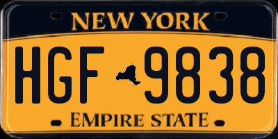 NY license plate HGF9838