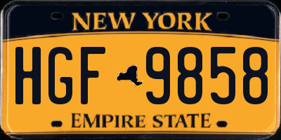 NY license plate HGF9858