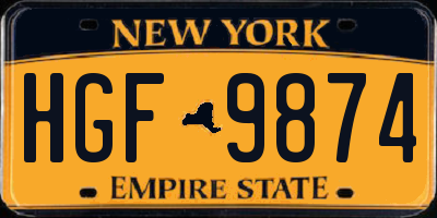 NY license plate HGF9874