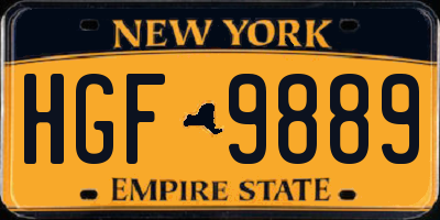 NY license plate HGF9889
