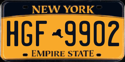 NY license plate HGF9902
