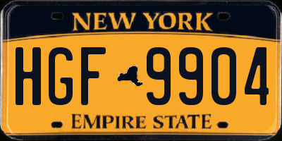 NY license plate HGF9904