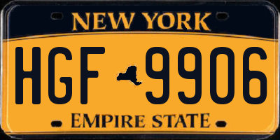 NY license plate HGF9906