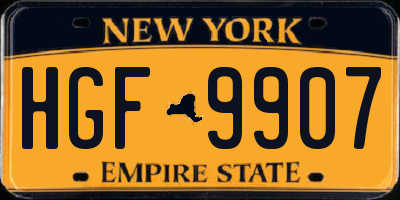 NY license plate HGF9907