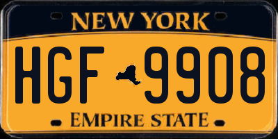 NY license plate HGF9908
