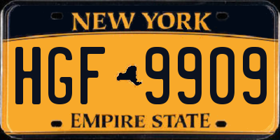 NY license plate HGF9909