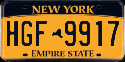 NY license plate HGF9917