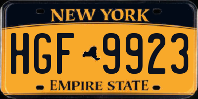 NY license plate HGF9923