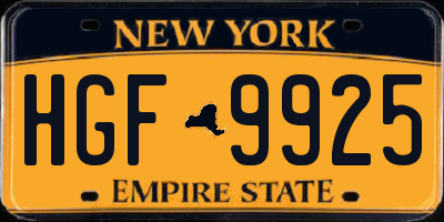 NY license plate HGF9925