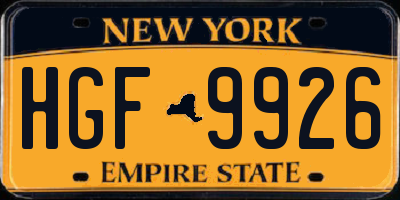 NY license plate HGF9926