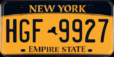 NY license plate HGF9927