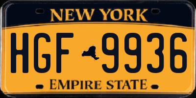 NY license plate HGF9936