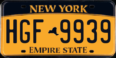 NY license plate HGF9939