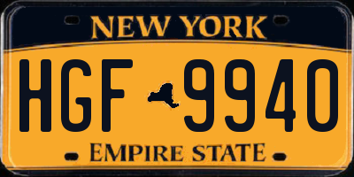 NY license plate HGF9940