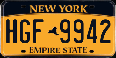 NY license plate HGF9942