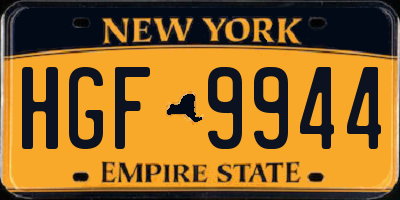 NY license plate HGF9944