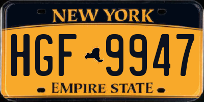 NY license plate HGF9947