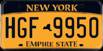 NY license plate HGF9950