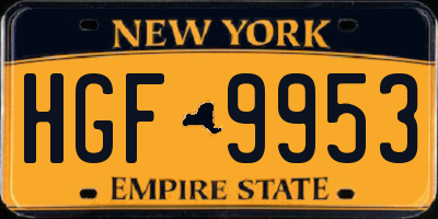 NY license plate HGF9953