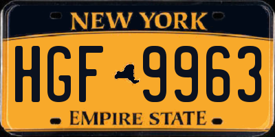 NY license plate HGF9963