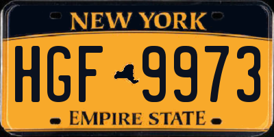 NY license plate HGF9973