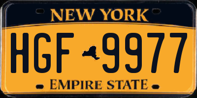 NY license plate HGF9977
