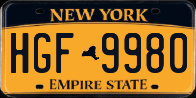 NY license plate HGF9980