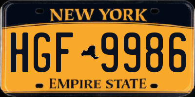 NY license plate HGF9986