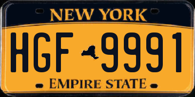 NY license plate HGF9991